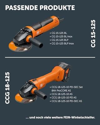 Fein 63709014010 Doorslijpschijf gebogen 125 mm 25 stuk(s) Staal, RVS