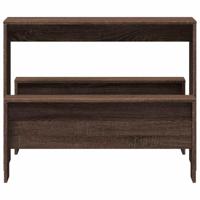 3-delige Eettafel en bankenset bewerkt hout bruin eikenkleur - thumbnail