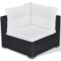 5-delige Loungeset met kussens poly rattan zwart - thumbnail