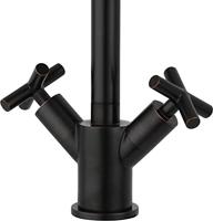 Job Accross keukenmengkraan tweegreeps met draaibare uitloop incl. aansluitslangen en filterstopkranen brons zwart - thumbnail