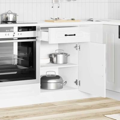 Keuken onderkast Kalmar bewerkt hout hoogglans wit
