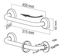 Veiligheidsgreep Tiger Libra 45 cm RVS Geborsteld - thumbnail