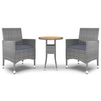3-delige Tuinset poly rattan grijs - thumbnail