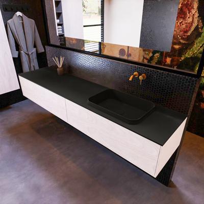 Badkamermeubelset Mondiaz Erin 200 cm met 2 Lades met RIDGE Wastafel Rechts Urban Zonder Kraangaten Greeploos Mat Underlayment