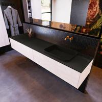 Badkamermeubelset Mondiaz Erin 200 cm met 2 Lades met RIDGE Wastafel Rechts Urban Zonder Kraangaten Greeploos Mat Underlayment - thumbnail