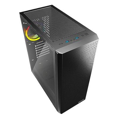 Sharkoon vs9 rgb black midi tower behuizing (zwart | 2x usb-a | 1x usb-c | rgb | tempered glass)