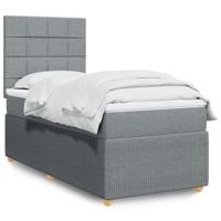 Boxspring met matras stof lichtgrijs 90x190 cm - thumbnail