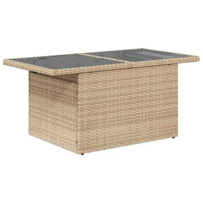 5-delige Loungeset met kussens poly rattan beige - thumbnail