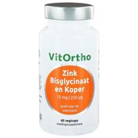 VitOrtho Zink Bisglycinaat En Koper Capsules 60st - thumbnail
