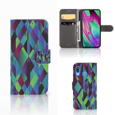 Samsung Galaxy A40 | Book Case | Abstract Green Blue
