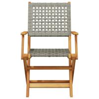 Tuinstoelen 8 st inklapbaar poly rattan en massief hout grijs - thumbnail