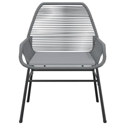 Tuinstoelen 2 st met kussens poly rattan grijs - thumbnail