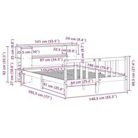Bed met boekenkast zonder matras massief grenenhout 135x190 cm - thumbnail