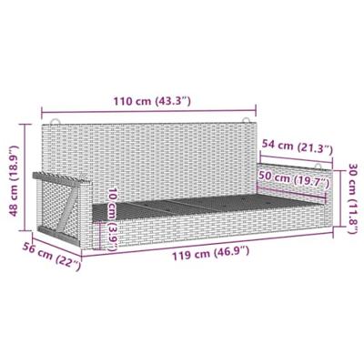 Schommelbank 119x56x48 cm poly rattan zwart