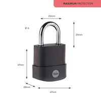 YALE Veiligheidshangslot van gelamineerd staal, 45 mm thermoplastische bescherming, beugel van borium, 3 sleutels - thumbnail