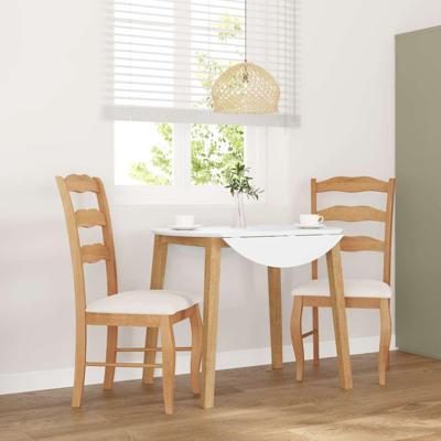 Eetkamerstoelen met kussens 2 stuks natuurlijk massief hout rubber