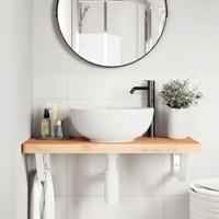 Badkamer wandschap staal en massief beukenhout - thumbnail