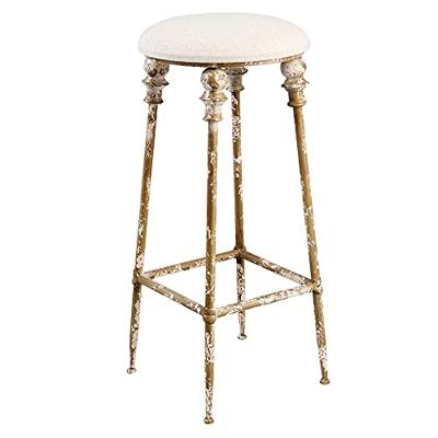 Clayre & Eef Barkruk Ø 34x78 cm Bruin Ijzer Textiel Rond Kruk