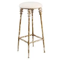 Clayre & Eef Barkruk Ø 34x78 cm Bruin Ijzer Textiel Rond Kruk - thumbnail