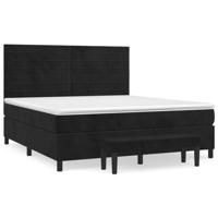 Boxspring met matras fluweel zwart 160x200 cm - thumbnail
