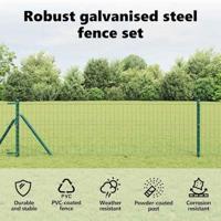 VidaXL Hek met paal groen 0,8 x 25 m staal en pvc - thumbnail