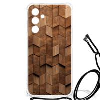 Stevig Telefoonhoesje voor Samsung Galaxy A55 Wooden Cubes - thumbnail