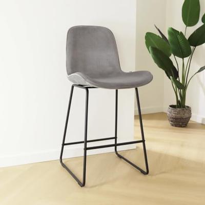 Nolon Nino-Fé Barkruk Grijs - Velvet - Zwart Onderstel - 75 cm