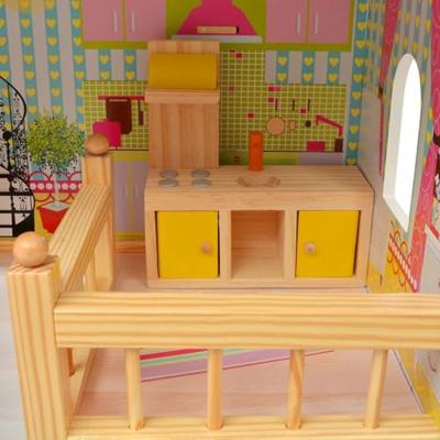 VidaXL Poppenhuis 3 verdiepingen 60x30x90 cm hout - thumbnail