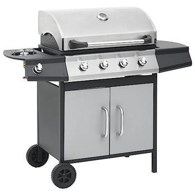 Gasbarbecue 4+1 kookzone staal en roestvrij staal zwart zilver