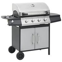 Gasbarbecue 4+1 kookzone zwart en zilverkleurig - thumbnail