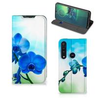 Motorola G8 Plus Smart Cover Orchidee Blauw - Cadeau voor je Moeder - thumbnail