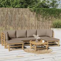 7-delige Loungeset met kussens bamboe taupe - thumbnail