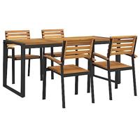 5-delige Tuinset massief acaciahout en metaal - thumbnail