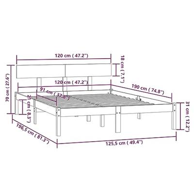 Bedframe massief hout zwart 120x190 cm