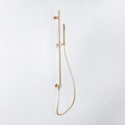 Fortifura Calvi Glijstangset - geïntegreerde wandaansluitbocht - doucheslang metaal- staaf handdouche - Geborsteld Messing PVD (Goud) SW1111531//SW706208//SW720570