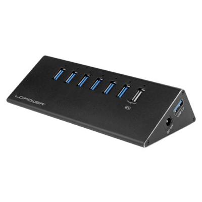 LC Power LC-HUB-ALU-2B-7 USB 3.2 Gen 1-hub 6 poorten Zwart