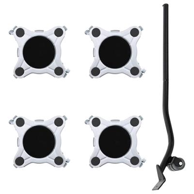 Meubelrollers 4 st met lifter 15,5x15,5x5,5 cm staal 1000 kg