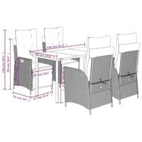 5-delige Tuinset met kussens poly rattan grijs - thumbnail