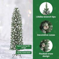 VidaXL Kunstmatige slanke kerstboom met 300 led groen en wit 210 cm - thumbnail