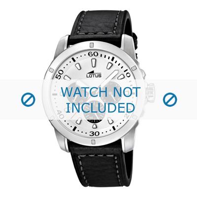 Lotus horlogeband 15811 / 15688/3 Leder Zwart 23mm + grijs stiksel Lotus horlogeband 15811 / 15688/3 Leder Zwart 23mm + grijs stiksel