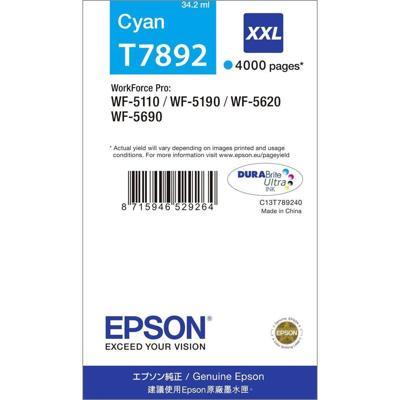 Epson Inktcartridge T7892, 79XXL Origineel Cyaan C13T789240 Epson Inktcartridge T7892, 79XXL Origineel Cyaan C13T789240