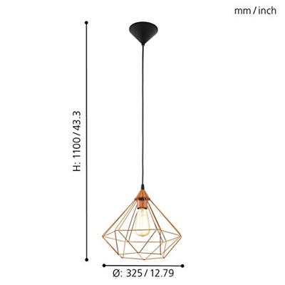 Eglo HanglampTarbes 32cm koper - 94194