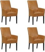 Set van 4 Cognac leren landelijke eetkamerstoelen Just - Granada leer Sahara (cognac leer) - thumbnail