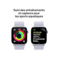 Apple Watch Series 10 (GPS 42 mm) Smartwatch - Kast van zilverkleurig aluminium - Ochtendblauw geweven sportbandje. Conditie bijhouden, Ecg-app, always on Retina-display, CO₂-neutraal - thumbnail