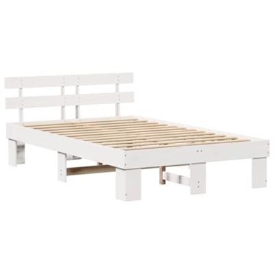 Bedframe met hoofdeinde Wit 120 x 200 cm Massief grenenhout