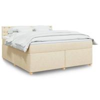 Boxspring met matras stof crèmekleurig 180x200 cm - thumbnail