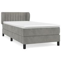Boxspring met matras fluweel lichtgrijs 90x200 cm - thumbnail