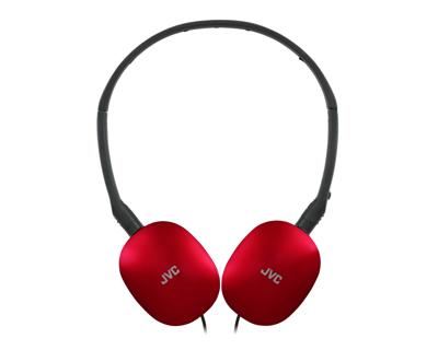 JVC HA-S160M-R - Flats opvouwbare en compacte hoofdtelefoon in glanzende trendy kleur, met schakelaar voor microfoon aan/uit, ideaal voor telewerken en online seminars (rood)