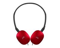 JVC HA-S160M-R - Flats opvouwbare en compacte hoofdtelefoon in glanzende trendy kleur, met schakelaar voor microfoon aan/uit, ideaal voor telewerken en online seminars (rood) - thumbnail