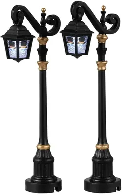 Lemax skeleton deco lamp, set of 2 verlichte straatlantaarn Spooky Town 2022 Lemax skeleton deco lamp, set of 2 verlichte straatlantaarn Spooky Town 2022